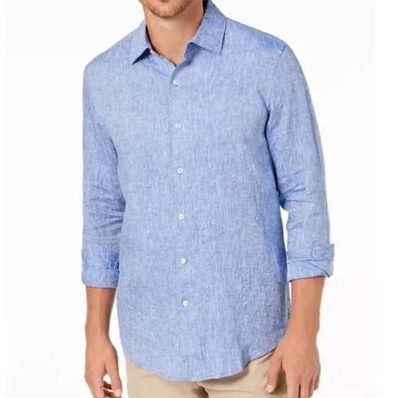 Tasso Elba Other - Tasso Elba 100% Linen Blue Button Down Shirt